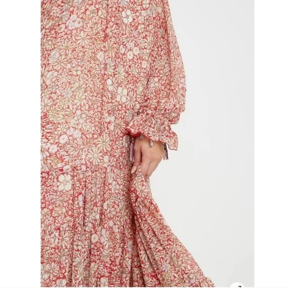 Free People Feeling Groovy Maxi Dress Red Combo M - Picture 2 of 15